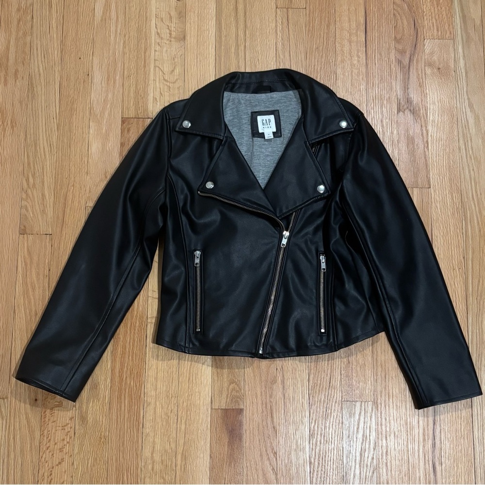 GAP Black Leather Biker Jacket